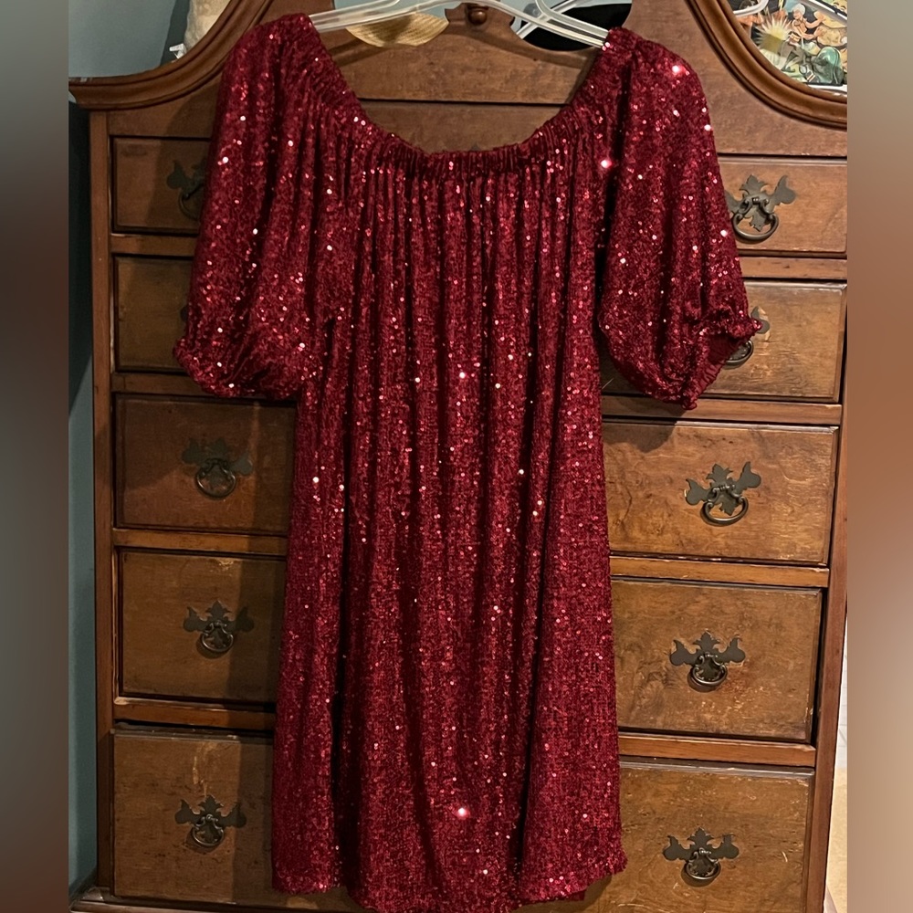 Red sequin minidress by Venus. XL
